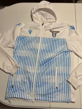 Men's White & Light Blue Lazio Full-Zip Hooded Jacket